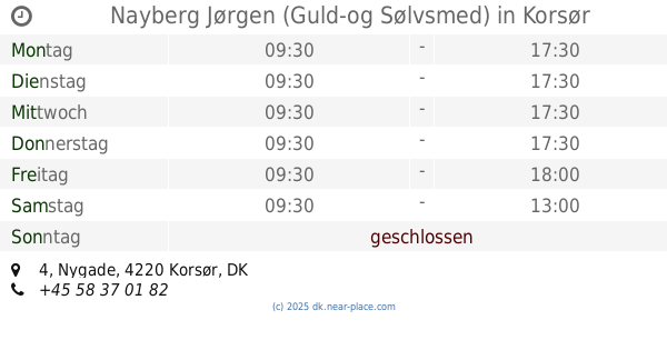 🕗 öffnungszeiten, Algade 32, Korsør,